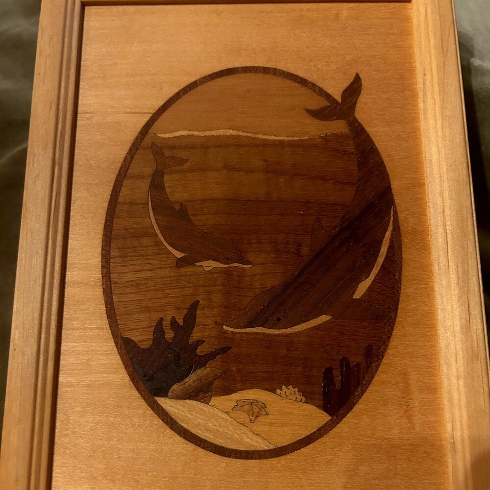 Hudson River Inlay Artwork "Dolphins Playground" framed and signed
